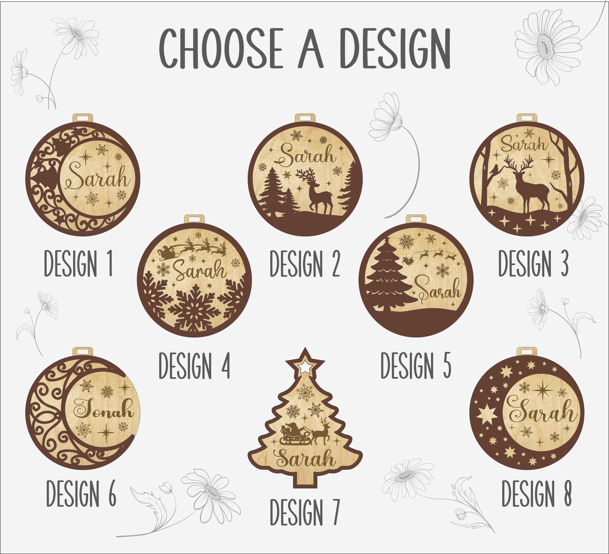 Personalized Christmas Baubles, Wooden Tree Ornament, Custom Xmas tree Decor, Wood Laser Cut Name Bauble, Christmas Tree Name Ornament