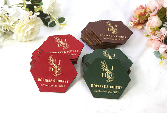 Personalized Wood Wedding Coasters: Rustic Guest Favors