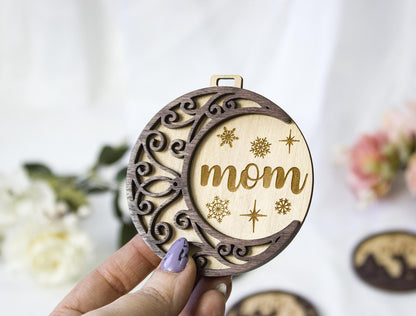 Wood Christmas Tree Name Ornament, Personalized Baubles, Xmas Decor