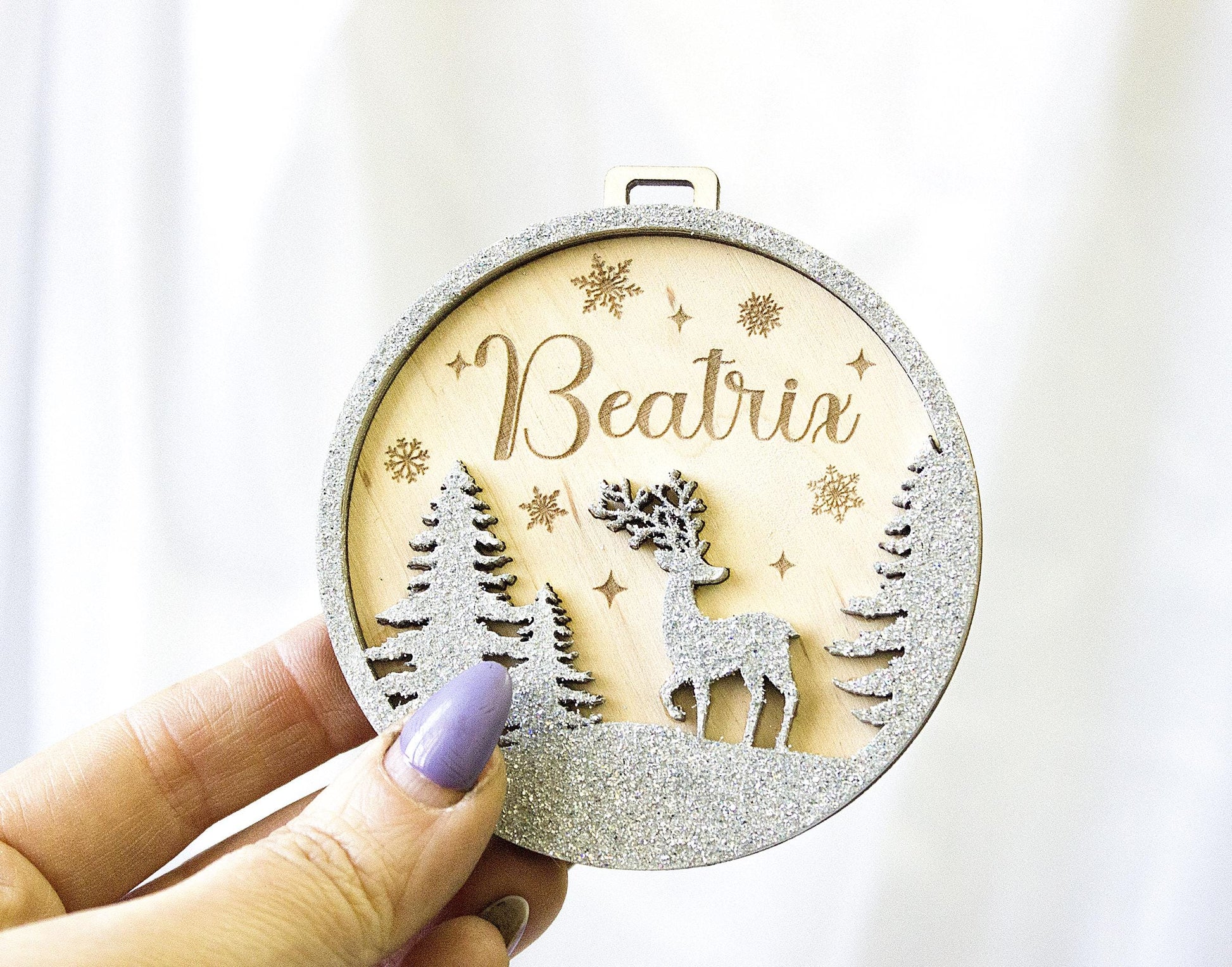 Wooden Tree Ornament, Personalized Christmas Baubles, Custom Xmas tree Decor, Wood Laser Cut Name Bauble, Christmas Tree Name Ornament