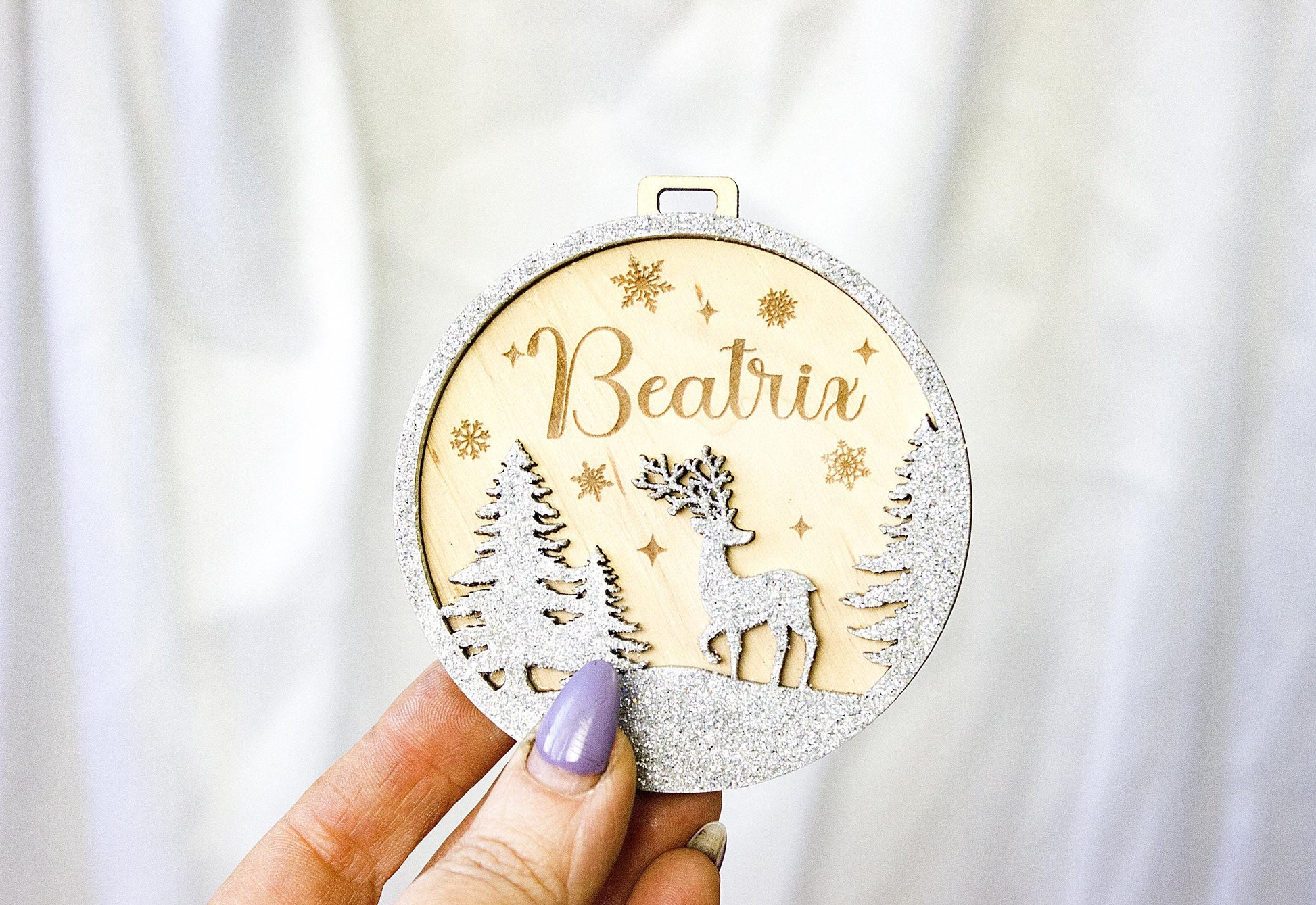 Wooden Tree Ornament, Personalized Christmas Baubles, Custom Xmas tree Decor, Wood Laser Cut Name Bauble, Christmas Tree Name Ornament