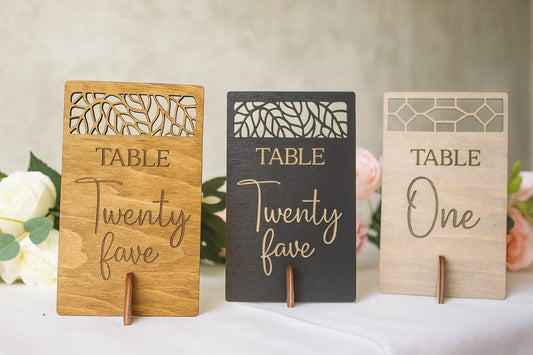 Black Wooden Wedding Table Number, Gold Table Decor