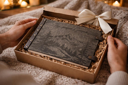 Wedding Scrapbook, Personalized Photo Album, Wooden Our Adventure Book, Wedding Gift for Couple, Travel Memory Album