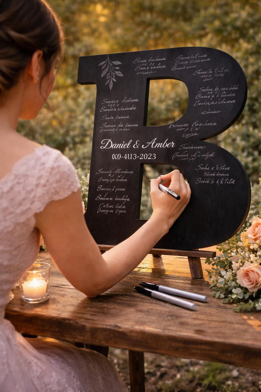 3D Personalized Wooden Letter Guest Book, Rustic Wedding Decor, Custom Initials Sign, Wedding Keepsake, Bride & Groom Gift