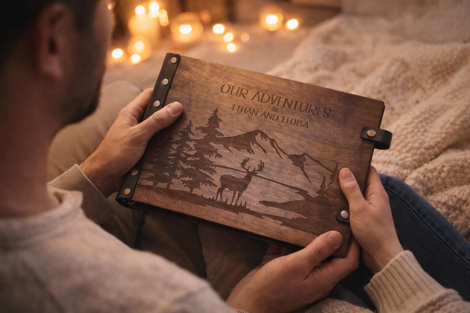 Personalized wedding photo album Wooden travel photo album Family adventure photo album Custom photo album Travel photo album
