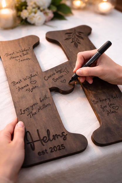 3D Personalized Wooden Letter Guest Book, Rustic Wedding Decor, Custom Initials Sign, Wedding Keepsake, Bride & Groom Gift